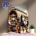 Horse & Ornate Carriage Painting Poster, Vintage Detailed Art Scene Poster, Delivers Rustic Nostalgic Vibe For Living Room, Bedroom_maomaolike.com