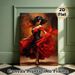 Flamenco Dancer Painting Poster, Vibrant Impressionist-style Poster, Captures Passionate Dance Movement With Flowing Red Fabric, Suitable For Living_maomaolike.com