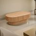 43.70 Inch Modern Handcraft Drum Coffee Table Oval Coffee Table For Living Room,Small Wooden Coffee Table With Sturdy Pedestal For Office_maomaolike.com