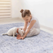 MAVAL Blue Washable Rug 4x6 Area Rug Blue Cream, 4' X 6'_maomaolike.com