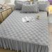Washed Cotton Quilted Skirt Bed Dustproof Mattress Cover Solid Color Non-Slip Single 1.5m 2.1m Piece Set_maomaolike.com