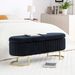 Storage Bench Bedroom Bench, Velvet Oval Upholstered End Of Bed Bench With Golden Metal Legs,50"Modern Storage Ottoman Bench For Bedroom, Living Room,Entryway,Window, Black_maomaolike.com