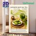 Japanese Matcha Tea Painting Poster, Warm-toned Vintage-style Poster, Cozy Oriental Tea-time Scene With Matcha Drink & Cookies, Ideal For Kitchen_maomaolike.com
