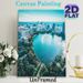 Urban Lakeside Cityscape Painting Poster, Vibrant Aerial View Modern City With Lake & Fountain Poster, Serene Urban Scenery Ideal For Home Office_maomaolike.com