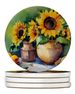 Sunflowers In Watercolor Large Sandstone Coasters Pack Of 4 Absorbent Round Coasters Decor Gifts For Men Or Women, 4 In, Multicolor_maomaolike.com