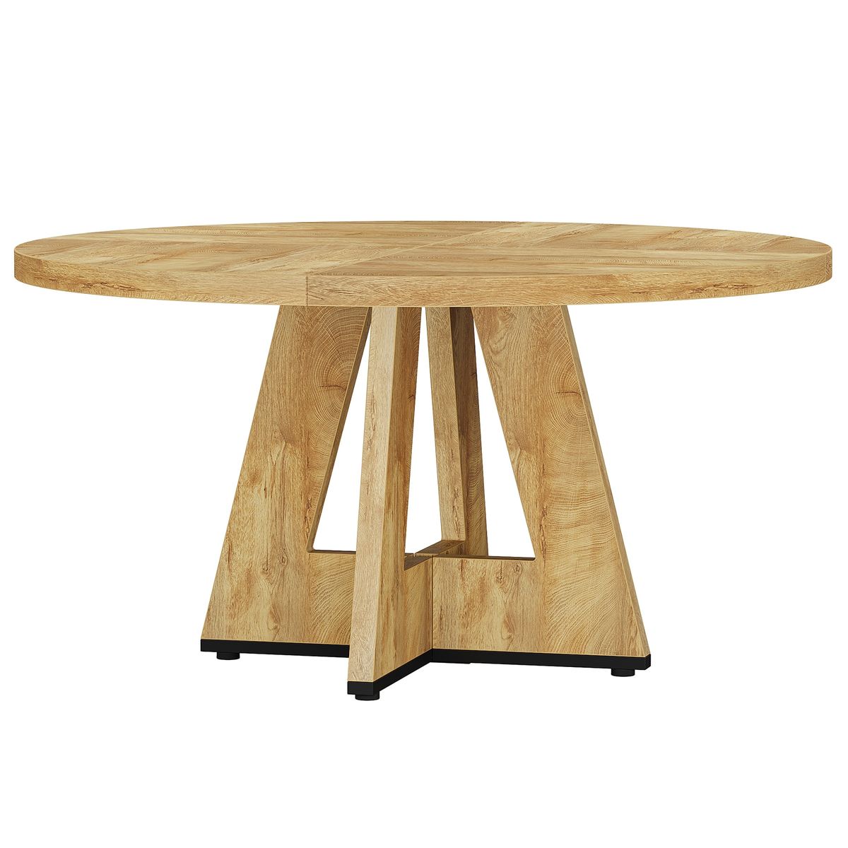 Round Dining Table For 4, 47" Wooden Kitchen Table Farmhouse Dinner Table_maomaolike.com