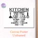 Kitchen Measurement Cheat Sheet Painting Poster, Minimalist Black & White Graphic Poster, Practical Cooking Measurement Reference For Home Kitchen_maomaolike.com