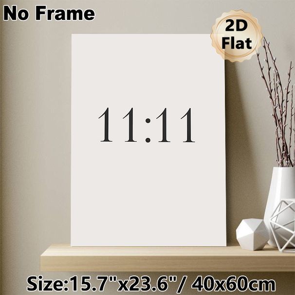 11:11 Themed Painting Poster, Minimalist Monochrome Typographic Poster, Sleek Number Design, Suitable For Bedroom And Living Room Wall Decor_maomaolike.com