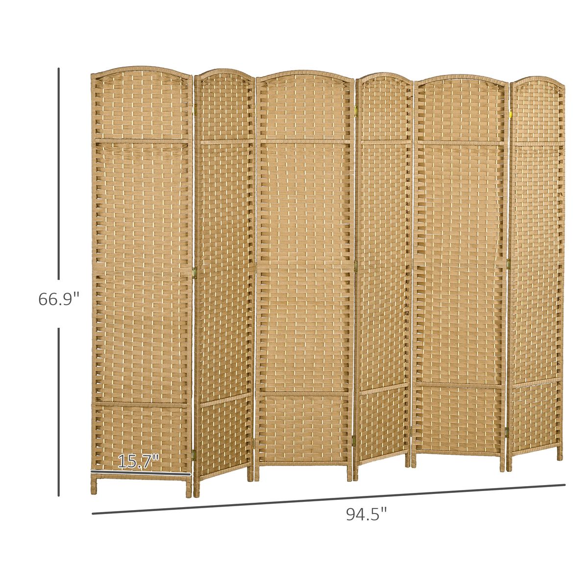 Folding Room Divider Screen 6 Panel 5.6 ' Tall Privacy Screen Freestanding Room Partition For Home Office, Nature Wood_maomaolike.com