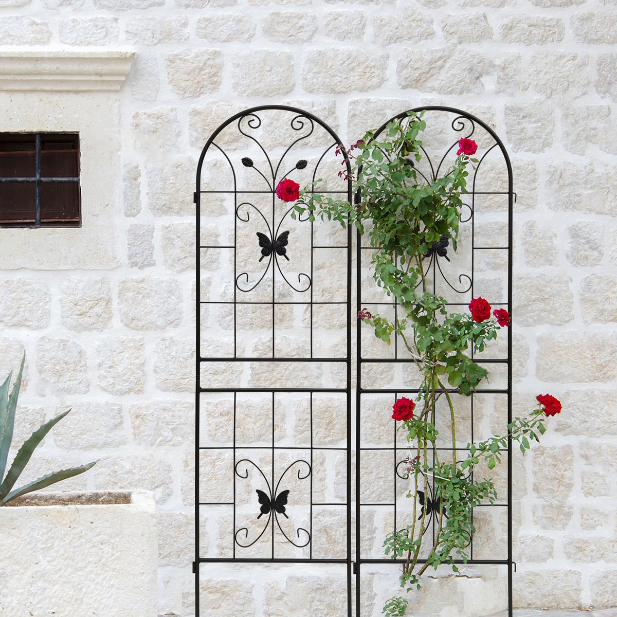 2 Pack Metal Garden Trellis 71" X 19.7" Rustproof Trellis For Climbing Plants Outdoor Flower Support Black_maomaolike.com