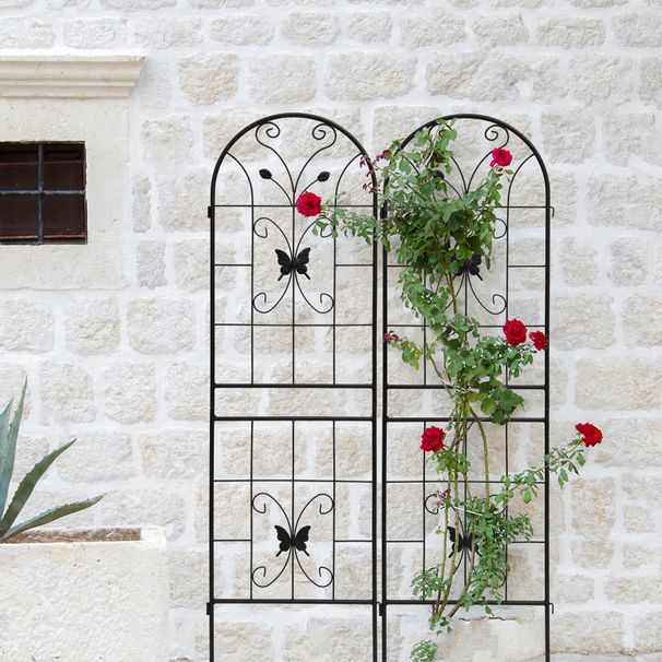 2 Pack Metal Garden Trellis 71" X 19.7" Rustproof Trellis For Climbing Plants Outdoor Flower Support Black_maomaolike.com