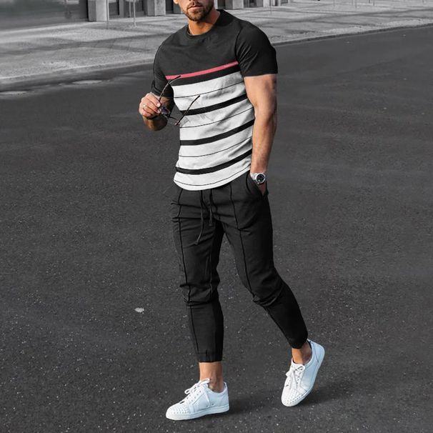 Men's Clothing loose sports suit 3D digital printing personalized fashion short-sleeved trousers_maomaolike.com