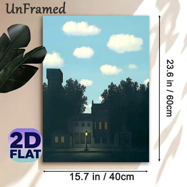 Village Landscape Painting Poster, Serene Retro Village Scene With Glowing Lamp Poster, Tranquil Calming Decor Ideal For Living Room, Bedroom And_maomaolike.com