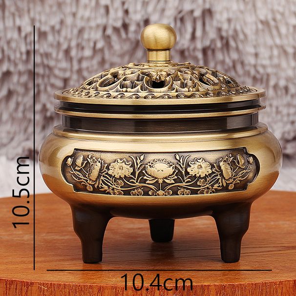 Brass Blooming Three-Legged Indoor Desktop Aromatherapy Lotus Xuan Character Incense Burner Craft Copper Ornament_maomaolike.com