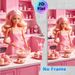 Doll Baking In Pink Kitchen Painting Poster, Vibrant Pink-toned Whimsical Kitchen Scene Poster, Charming Sweet Baking Design Ideal For Bedroom, Living_maomaolike.com