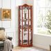 Glass Cabinet Lighted Corner Cabinet Corner Display Curio Cabinet, Glass Display With Light(Included)Bar Cabinet,Wine Cabinet With Adjustable Glass Shelves Carved Decoration Cherry Light(Included)_maomaolike.com
