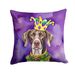 German Shorthaired Pointer King Of Mardi Gras Throw Pillow Machine Washable, Indoor Outdoor Decorative Pillow For Couch, Bed Or Patio, 14Hx14W_maomaolike.com