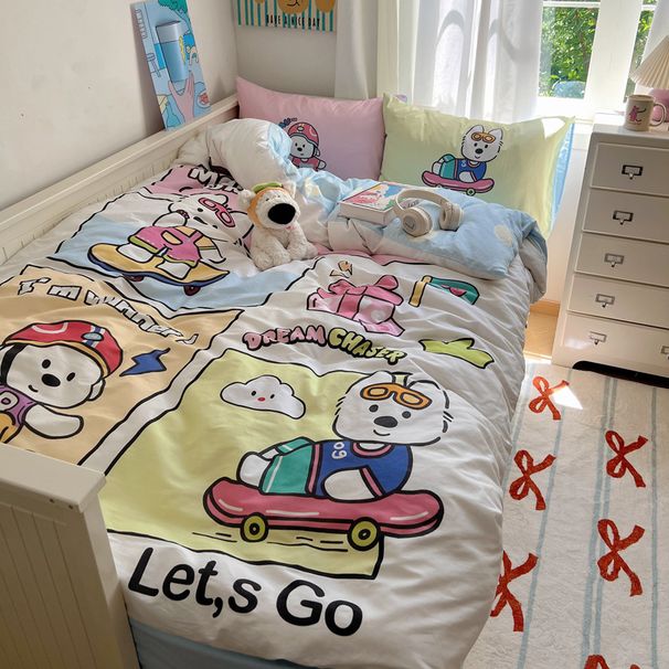 Wholesale INS Fresh Children's Princess Cute Large Floral Four-Piece Cartoon Style Full Cotton Twill 4-Piece Set_maomaolike.com
