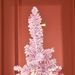 6ft Prelit Snow Flocked Artificial Christmas Tree With Pencil Shape, Pine Realistic Branches, Warm White LED Lights, Auto Open, Pink And White_maomaolike.com