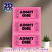 Admit One Ticket Painting Poster, Vibrant Pink Retro Ticket Pattern Poster, Stylish Decorative Accent Ideal For Home Theater, Living Room And_maomaolike.com