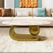 Modern Oval Coffee Table For Living Room, Marble Pattern Sintered Stone Coffee Tabletop With Gold Stainless Steel Base In 47.2"_maomaolike.com