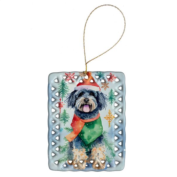 Puli Christmas Porcelain Ornament Christmas Tree Hanging Decorations For Home Christmas Holiday, Rectangle, Gift, Multicolor_maomaolike.com
