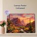 Desert Sunset Mountain Climbing Painting Poster, Warm-toned Oil-painting Style Desert Landscape Poster, Picturesque Scene With Cacti, Stream And_maomaolike.com