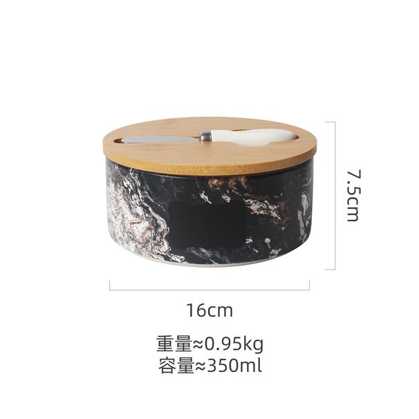 Ceramic Kitchen Yellow Butter Cream Box Cheese Sealed Jar Round With Wooden Lid Creative Flower Paper European And American_maomaolike.com