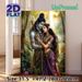 Shiva & Parvati Themed Painting Poster, Vibrant Romantic Forest Scene Poster, Exquisite Traditional Adornment Details, Ideal For Home And Prayer Room_maomaolike.com
