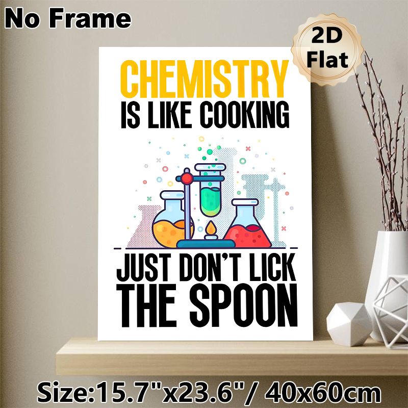 Chemistry Humor Painting Poster, Vibrant Cartoon Labware & Witty Quote Poster, Lighthearted Chemistry-themed Decor Ideal For Home Office, Lab Or Study_maomaolike.com