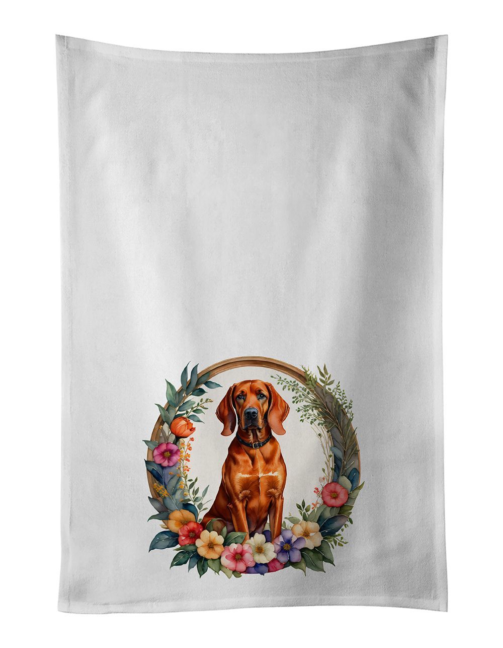 Redbone Coonhound And Flowers Kitchen Towel Set Of 2 White Dish Towels Decorative Bathroom Hand Towel For Hand, Face, Hair, Yoga, Tea, Dishcloth, 19 X 28", White_maomaolike.com