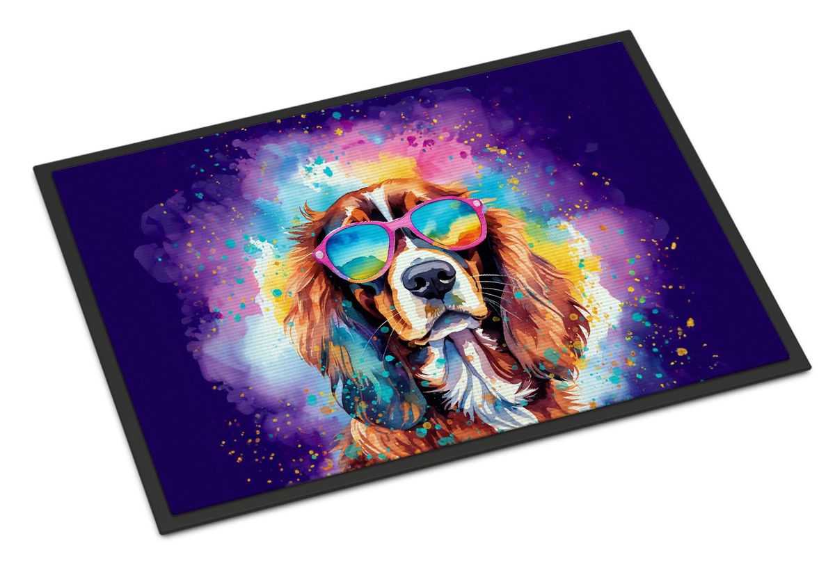 Cavalier Spaniel Hippie Dawg Doormat Front Door Mat Indoor Outdoor Rugs For Entryway, Non Slip Washable Low Pile, 24H X 36W_maomaolike.com