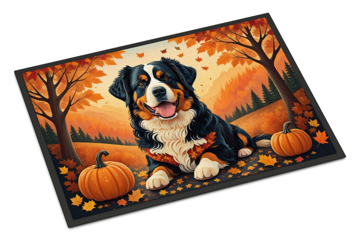 Bernese Mountain Dog Fall Doormat Front Door Mat Indoor Outdoor Rugs For Entryway, Non Slip Washable Low Pile, 24H X 36W_maomaolike.com