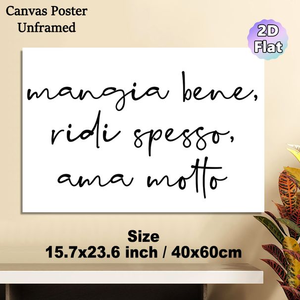 Italian Inspirational Life Motto Painting Poster, Minimalist Handwritten Black Script Poster, Warm Uplifting Message Suitable For Kitchen, Living Room_maomaolike.com
