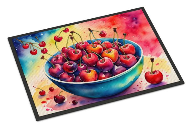 Colorful Cherries Doormat Front Door Mat Indoor Outdoor Rugs For Entryway, Non Slip Washable Low Pile, 24H X 36W_maomaolike.com