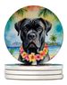 Cane Corso Luau Large Sandstone Coasters Pack Of 4 Absorbent Round Coasters Decor Gifts For Men Or Women, 4 In, Multicolor_maomaolike.com