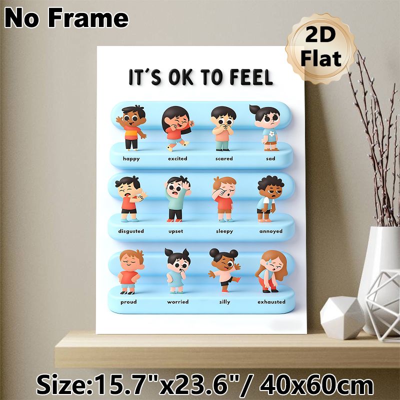 Emotion & Feeling Themed Painting Poster, Cute Cartoon Character Expression Poster, Aids In Recognizing Various Emotions, Ideal For Home And Learning_maomaolike.com