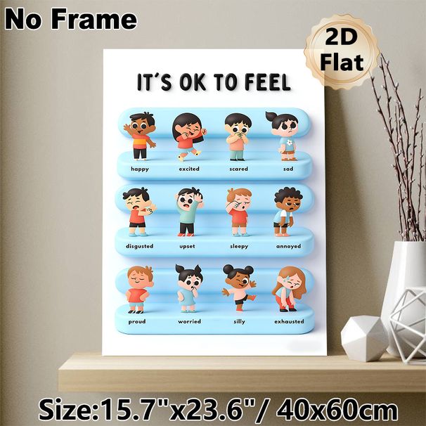 Emotion & Feeling Themed Painting Poster, Cute Cartoon Character Expression Poster, Aids In Recognizing Various Emotions, Ideal For Home And Learning_maomaolike.com