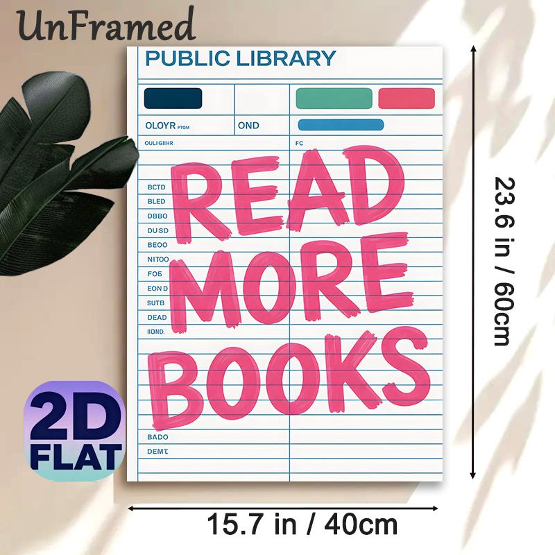 Read More Books Themed Painting Poster, Vibrant Pink Hand-drawn Typography On Library Checklist-style Poster, Motivational Reading Decor Ideal For_maomaolike.com