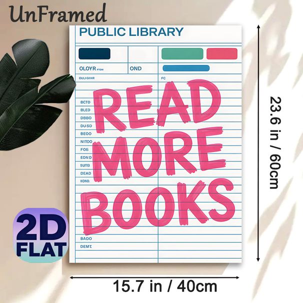 Read More Books Themed Painting Poster, Vibrant Pink Hand-drawn Typography On Library Checklist-style Poster, Motivational Reading Decor Ideal For_maomaolike.com