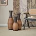 Set Of 3 Designer Floor Vases, Large Vases For Home Decor Flooring, Artificial Rattan Floor Vases, Brown Floor Vases For Living Rooms Or Corridors_maomaolike.com