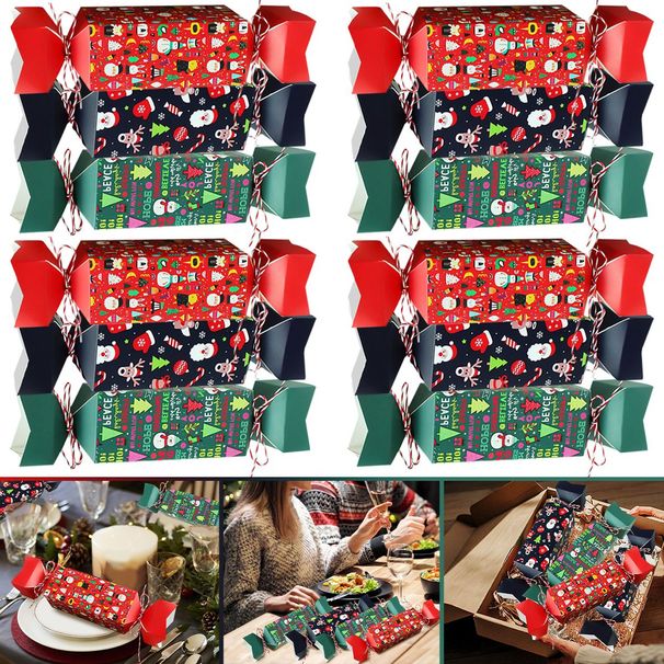 12 Pcs Christmas Candy Boxes With Ropes Cartoon Cartoon Santa Claus Elk Snowman Pattern Treat Gift Box Paper Candy Shaped Cookies Goodies Boxes For Xmas Birthday Wedding Party Wrapping_maomaolike.com