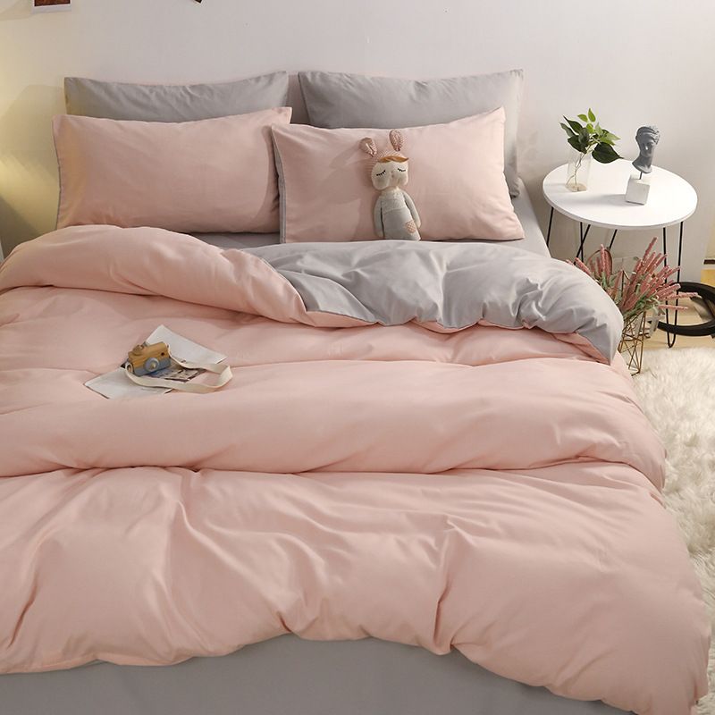 Simple Skin-Friendly Washed Cotton Duvet Dormitory Four-Piece Solid Color Bed Sheet Quilt Cover Bedding Set Factory Wholesale_maomaolike.com