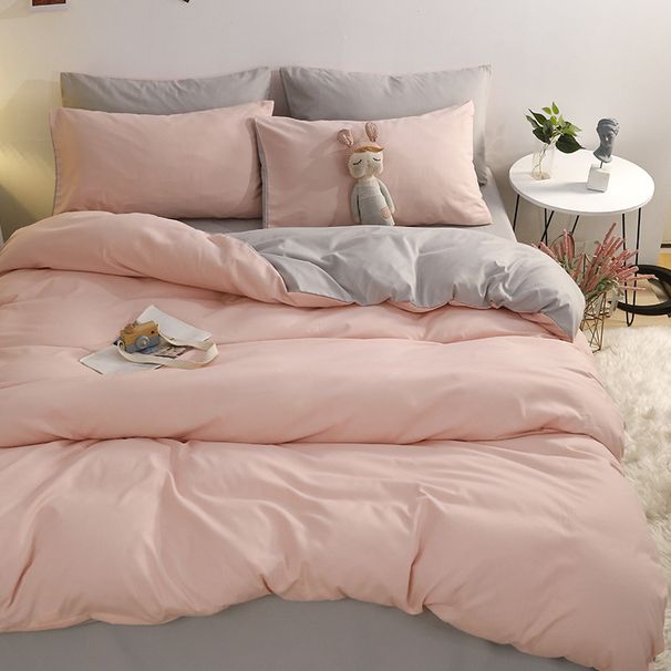 Simple Skin-Friendly Washed Cotton Duvet Dormitory Four-Piece Solid Color Bed Sheet Quilt Cover Bedding Set Factory Wholesale_maomaolike.com
