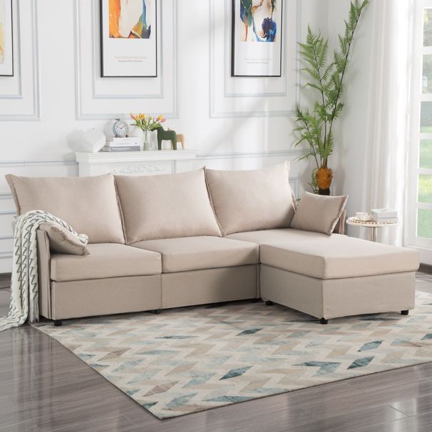 93.7' Sectional Sofa With Ottoman_maomaolike.com