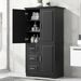 Tall And Wide Storage Cabinet With Doors For Bathroom/Office, Three Drawers_maomaolike.com