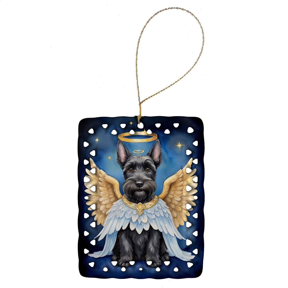 Scottish Terrier My Angel Porcelain Ornament Christmas Tree Hanging Decorations For Home Christmas Holiday, Rectangle, Gift, Multicolor_maomaolike.com
