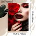 Red Rose & Glamorous Woman Painting Poster, Lustrous Mysterious Close-up Portrait Poster, Elegant Artistic Decor Ideal For Bedroom, Vanity Space_maomaolike.com