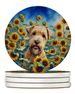 Wheaten Terrier In Sunflowers Large Sandstone Coasters Pack Of 4 Absorbent Round Coasters Decor Gifts For Men Or Women, 4 In, Multicolor_maomaolike.com