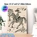 Western Cowboy Riding Zebra Painting Poster, Monochrome Linocut-style Wild Desert Scene Poster, Rustic Wild West Inspired Decor Ideal For Living Room_maomaolike.com